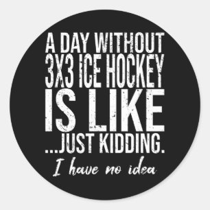 Sticker Rond 3x3 Hockey sur glace drôle cadeau sportif