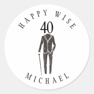 Sticker Rond 40 années sages heureuses anniversaire de