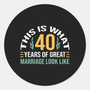 Sticker Rond 40 Ans De Grand Mariage 40E Anniversaire Mariage