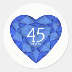 Sticker Rond 40 ans de saphir de coeur d'aquarelle