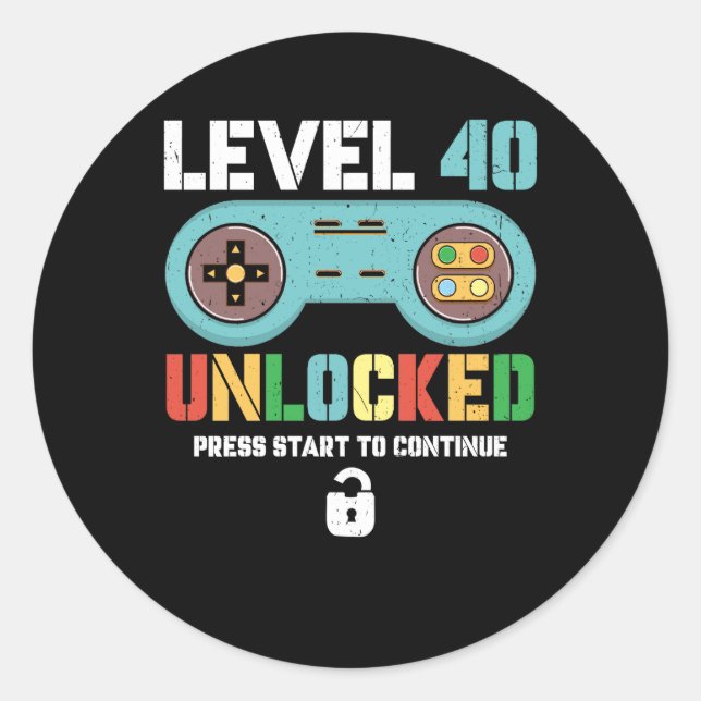 Sticker Rond 40 Ans Quarantième Anniversaire Niveau 40 Ga déver (Devant)