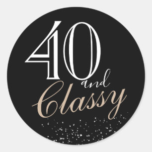 Sticker Rond 40 et classique moderne élégant noir Anniversaire