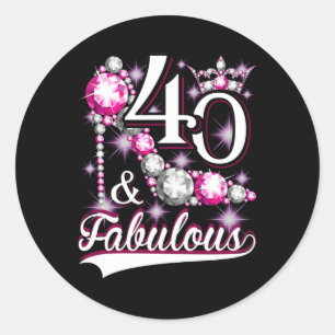 Sticker Rond 40 et fabuleux 40 ans 40e anniversaire Diamond
