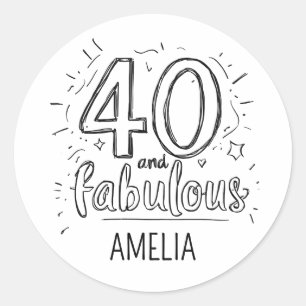 Sticker Rond 40 et Fabuleux Doodle Joyeux Anniversaire