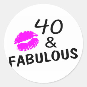 Sticker Rond 40 et fabuleux (noir et rose)
