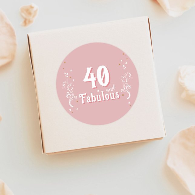 Sticker Rond 40 et Fabulous Foliage rose 40e anniversaire (Créateur téléchargé)