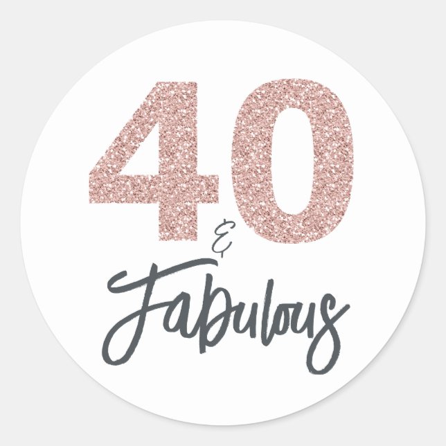 Sticker Rond 40 et Fabulous Parties scintillant rose fête d'ann (Devant)