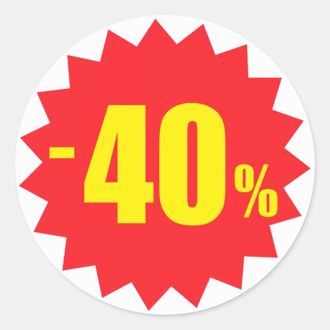 Sticker Rond 40 pour cent d'autocollants de remise vente, blanc (Devant)