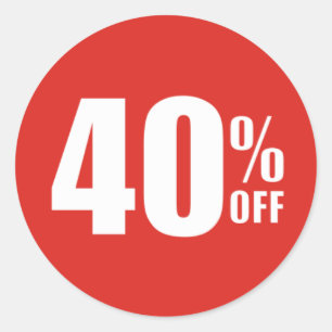 Sticker Rond 40% quarante pour cent OUTRE d'autocollant de