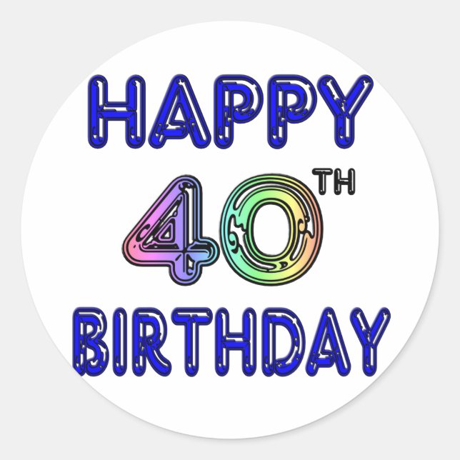 Sticker Rond 40e anniversaire avec police Ballon (Devant)