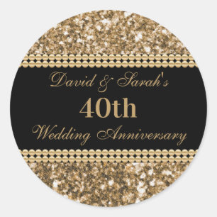 Sticker Rond 40e anniversaire de Mariage Célébration Parties sc