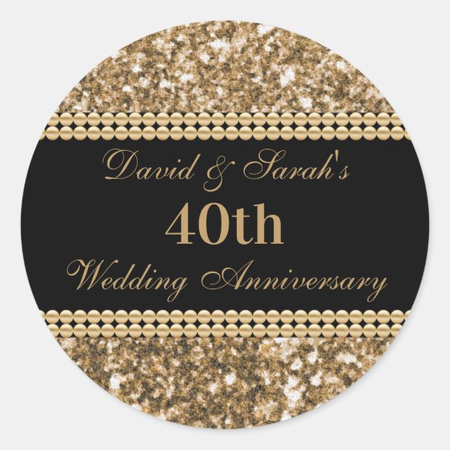 Sticker Rond 40e anniversaire de Mariage Célébration Parties sc (Devant)