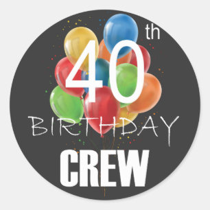 Sticker Rond 40e Anniversaire Équipage 40 Groupe d'équipage