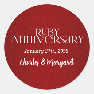 Sticker Rond 40e Annivsersaire Mariage de Ruby