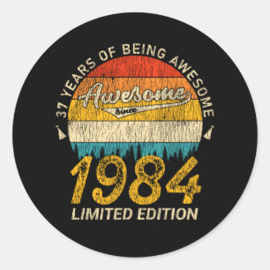 Sticker Rond 41 Ans 1984 Retro Awesome 41e anniversaire Cadeau