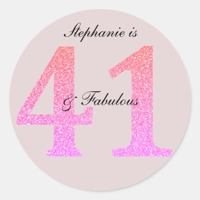 Sticker Rond 41e Anniversaire Quarante et un Fabuleux Personnal (Devant)