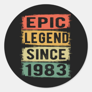 Sticker Rond 42 ans Anniversaire 1983 Epic Legend 42e Anniversa