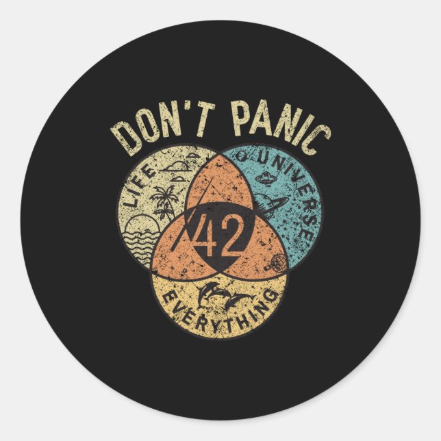 Sticker Rond 42 Answer To Life The Universe And Everything Don' (Devant)