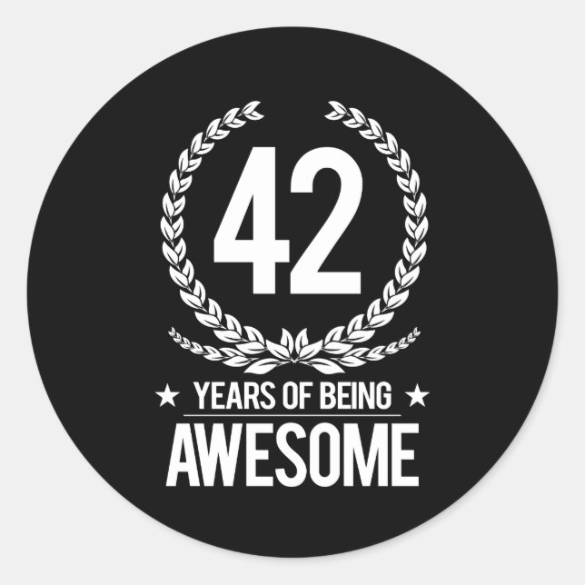 Sticker Rond 42e anniversaire (42 ans d'être génial) (Devant)