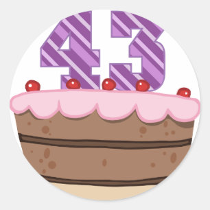 Sticker Rond 43 ans sur le gâteau d'anniversaire