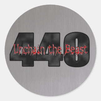 Sticker Rond 440 Mopar Beast acier brossé