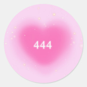 Sticker Rond 444 Moderne Coeur rose Numéro d'ange esthétique