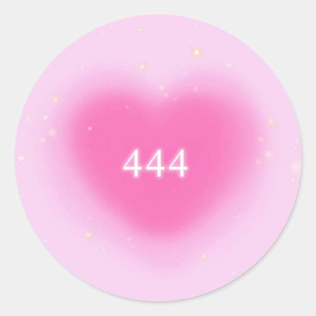 Sticker Rond 444 Moderne Coeur rose Numéro d'ange esthétique (Devant)