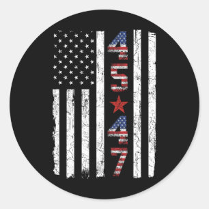 Sticker Rond 45 47 Inauguration du président Trump Usa Retro Tr
