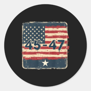 Sticker Rond 45 47 Trump Drapeau Vintage des États-Unis