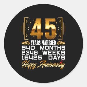 Sticker Rond 45 Mariés 45e Anniversaire de Mariage
