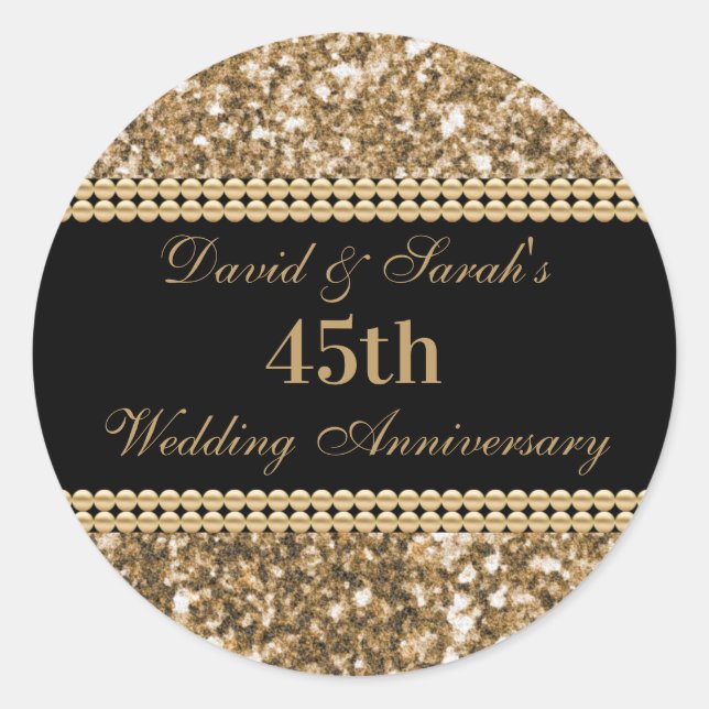 Sticker Rond 45e anniversaire du Mariage Célébration Parties sc (Devant)