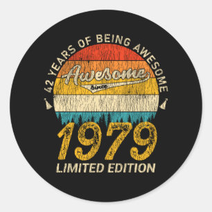 Sticker Rond 46 Ans 1979 Retro Awesome 46e anniversaire Cadeau
