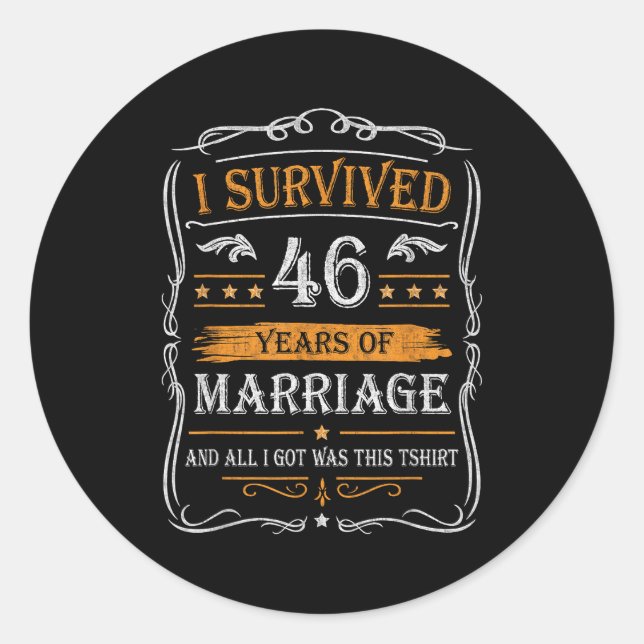 Sticker Rond 46th Wedding Anniversary Shirt Couples Husband Wif (Devant)