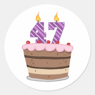 Sticker Rond 47 ans sur le gâteau d'anniversaire