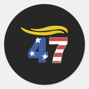 Sticker Rond 47 Trump Cheveux _1