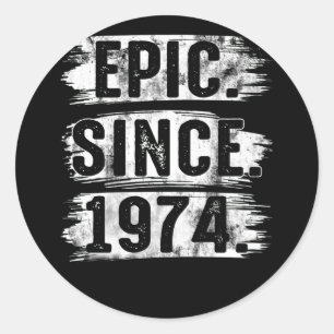 Sticker Rond 48e anniversaire Vintage épopée depuis 1974 48 ans