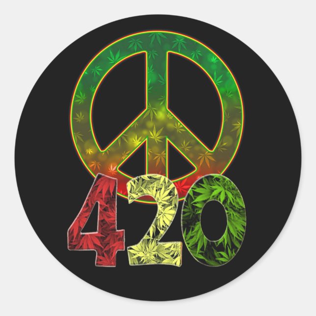 Sticker Rond 4 20 Paix (Devant)