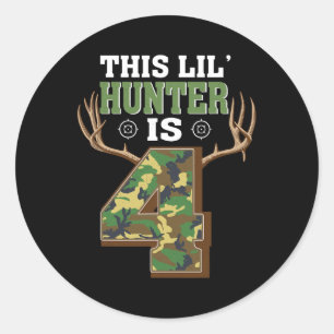Sticker Rond 4 Anniversaire Chasse Cerf 4 Anniversaire Chasseur