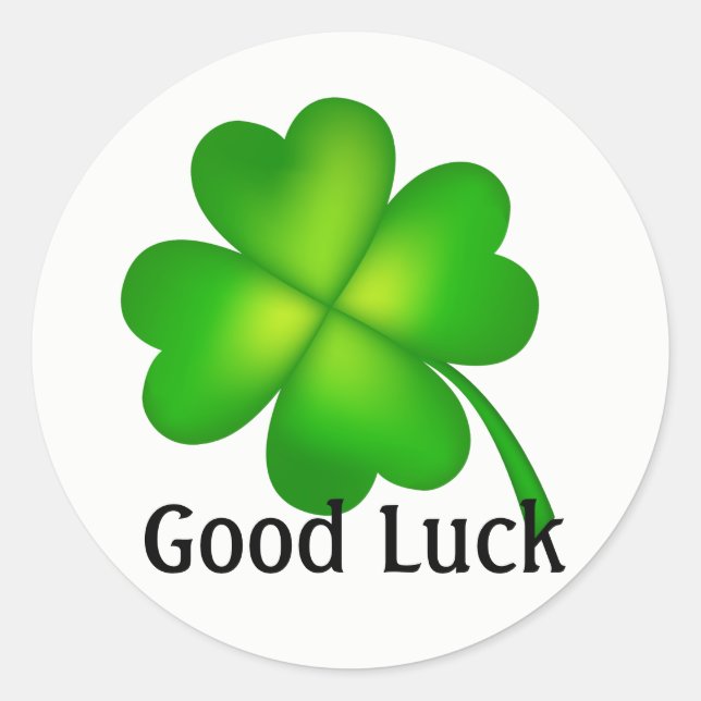Sticker Rond 4 feuilles de trèfle, Bonne chance ! (Devant)