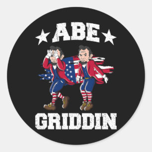Sticker Rond 4 juillet Abraham Lincoln Griddy Abe Griddin
