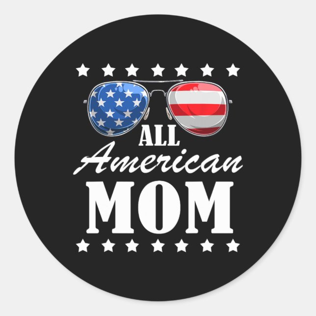Sticker Rond 4 juillet American Mom Independence Day Patriot Us (Devant)