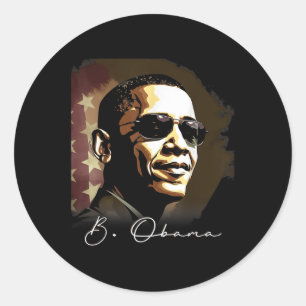 Sticker Rond 4 juillet Barack Obama Président Portrait Patrio