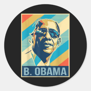 Sticker Rond 4 juillet Barack Obama Président Retro Patriotique