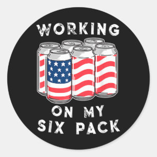 Sticker Rond 4 juillet Boire - Travailler Sur Mon Pack Six