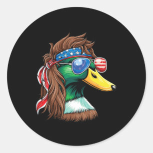 Sticker Rond 4 juillet Chemise Canard Usa Drapeau Drôle Funny P