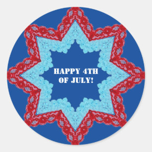 Sticker Rond 4 juillet dentelle rouge bleu
