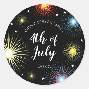 Sticker Rond 4 juillet Fête de famille Fireworks