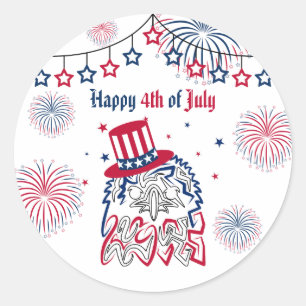 Sticker Rond 4 juillet Fête de l'Indépendance Aigle américain