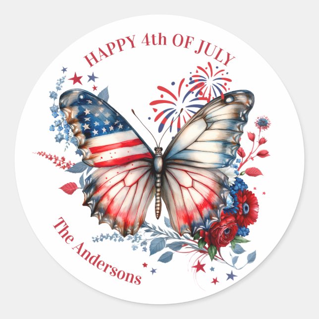 Sticker Rond 4 juillet Fête de l'indépendance patriotique (Devant)