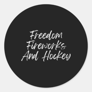 Sticker Rond 4 juillet Feu de Liberté Patriotique Hockey Fai